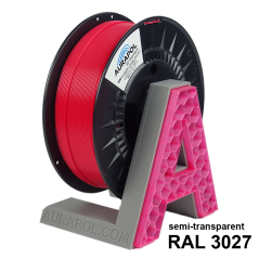 AURAPOL PLA 3D Filament Raspberry partially transparent 1 kg 1.75 mm