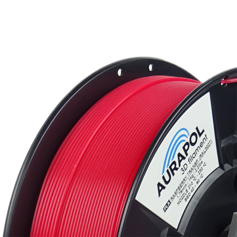 AURAPOL PLA 3D Filament Raspberry partially transparent 1 kg 1.75 mm