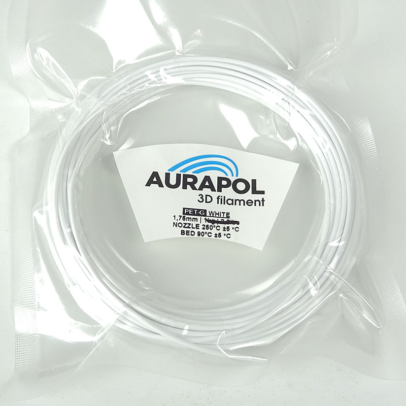 AURAPOL Przykładowy filament PET-G 3D White 1,75mm