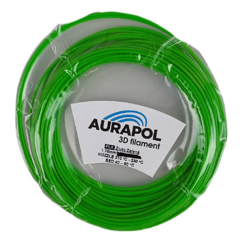 AURAPOL Przykładowy filament PLA 3D Yellow Green 1,75 mm